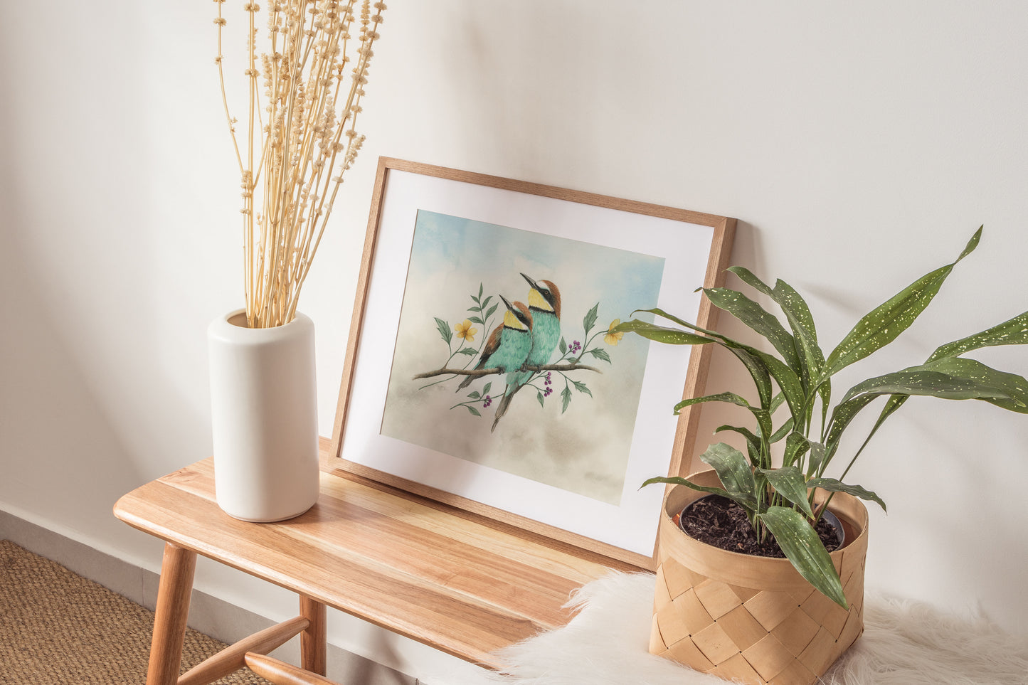 Bee-eaters Watercolor Wall Art