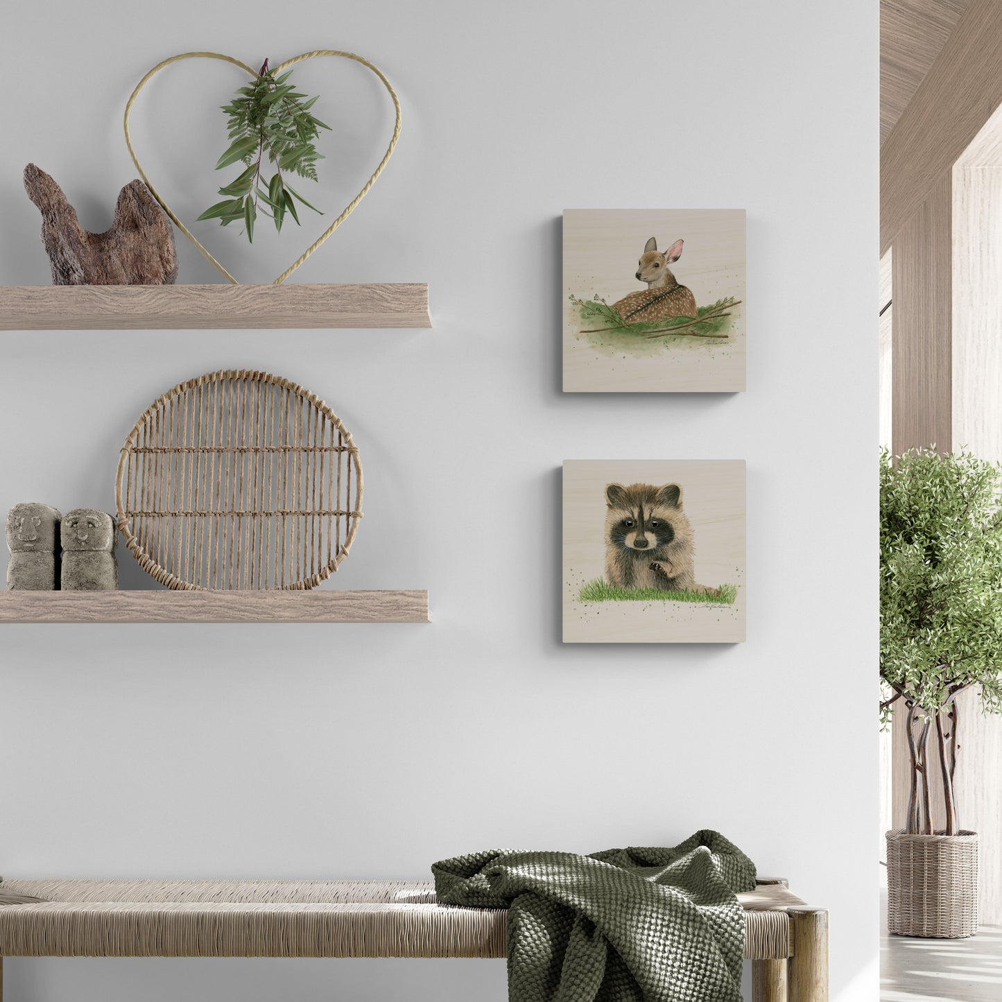 Baby Raccoon - Wood Print - Watercolor Wall Art