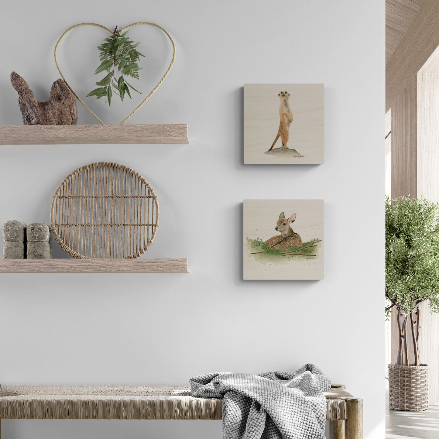 Baby Deer - Wood Print - Watercolor Wall Art