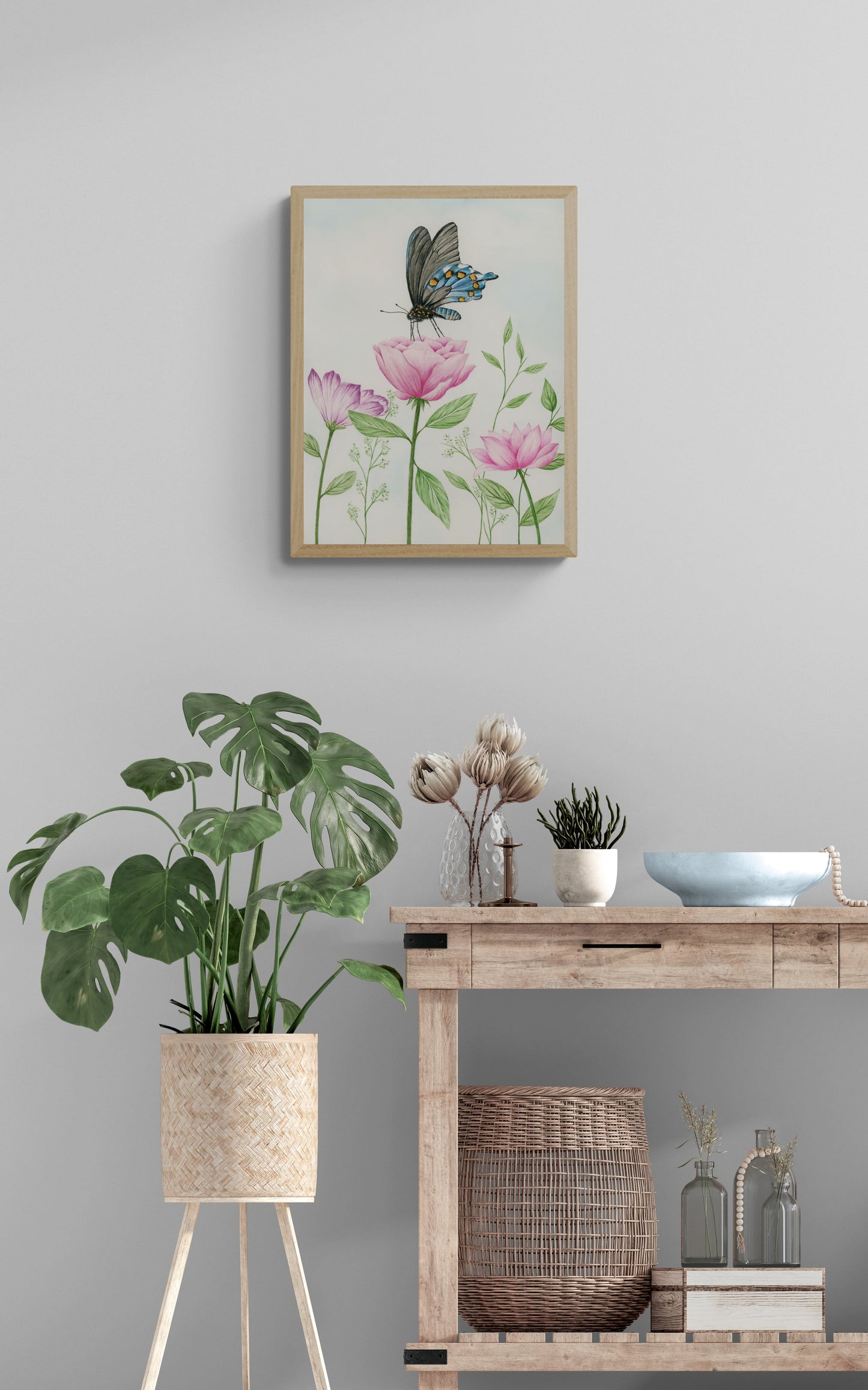 Blue Butterfly - Original Watercolor Wall Art