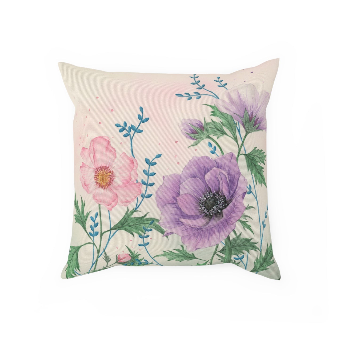Watercolor Floral Art Cushion – Original Illustration Print
