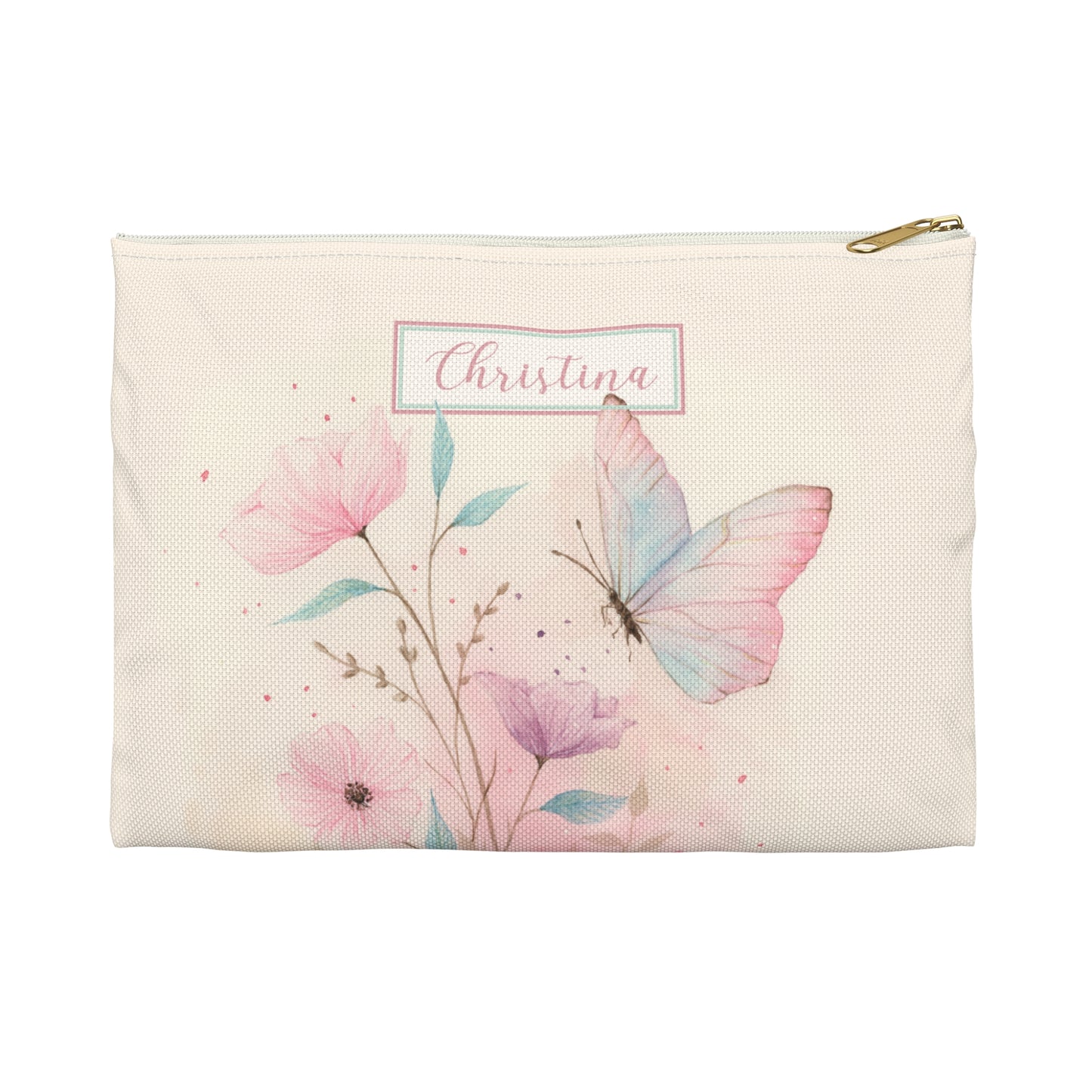 Butterfly Floral Accessory Pouch — Pastel Makeup & Travel Organizer