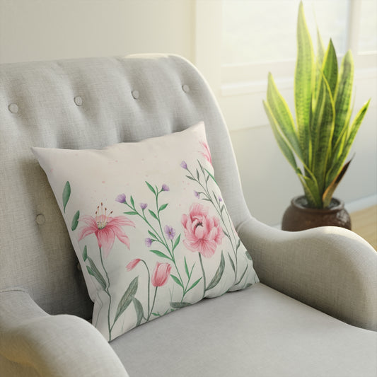 Pink Watercolor Floral Cushion