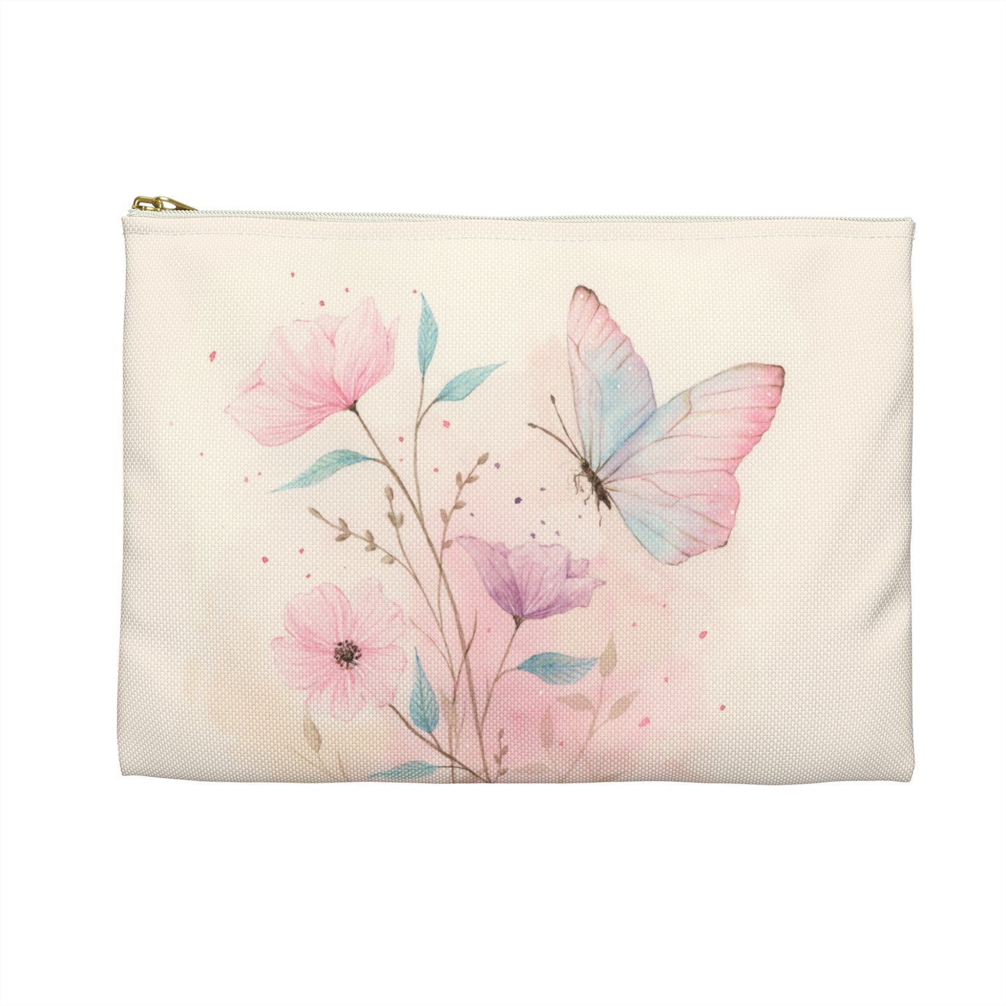 Butterfly Floral Accessory Pouch — Pastel Makeup & Travel Organizer