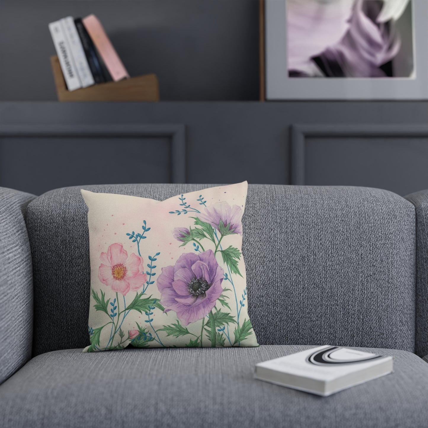 Watercolor Floral Art Cushion – Original Illustration Print