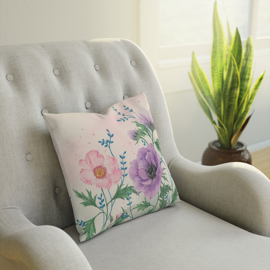 Watercolor Floral Art Cushion – Original Illustration Print