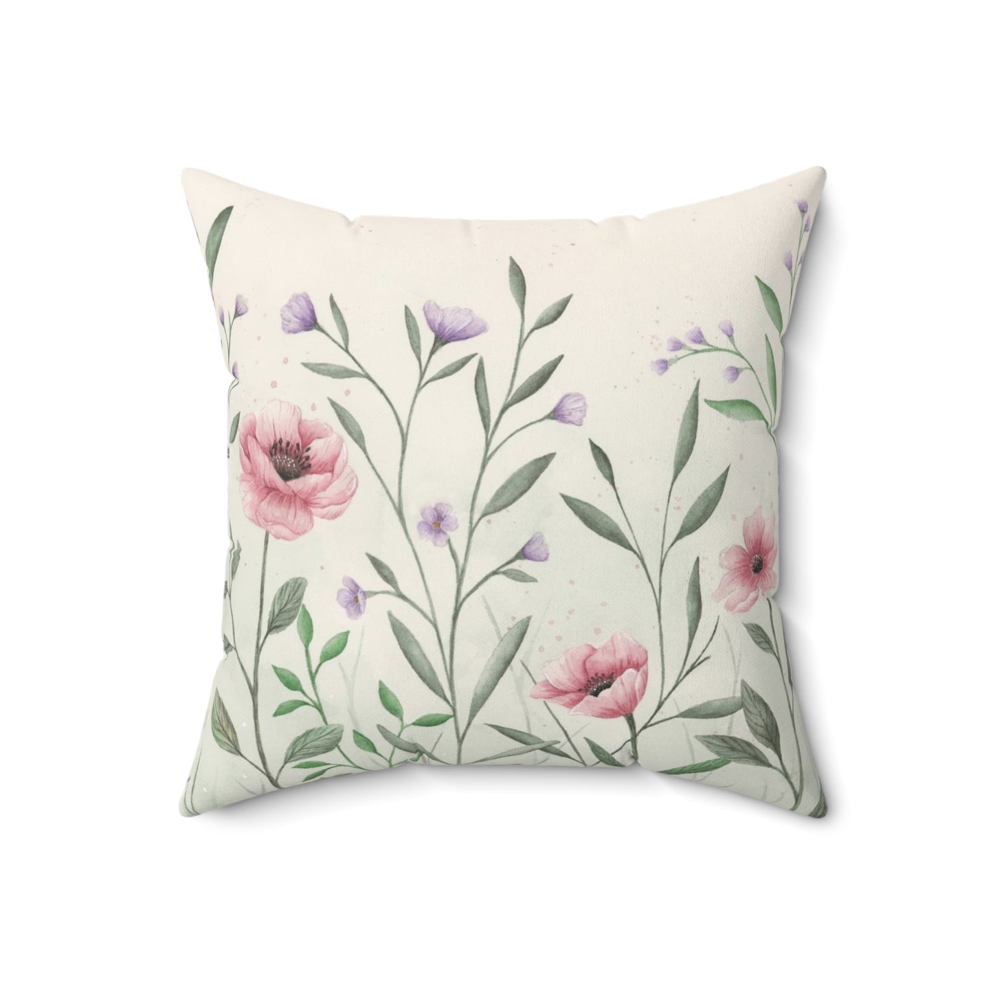 Pink Watercolor Floral Cushion - Spring Flowers