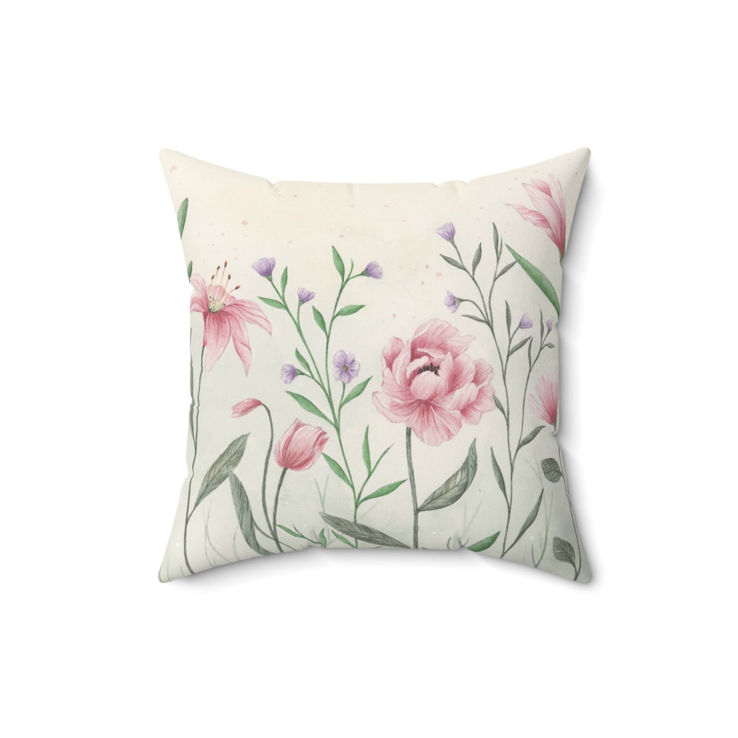 Pink Watercolor Floral Cushion