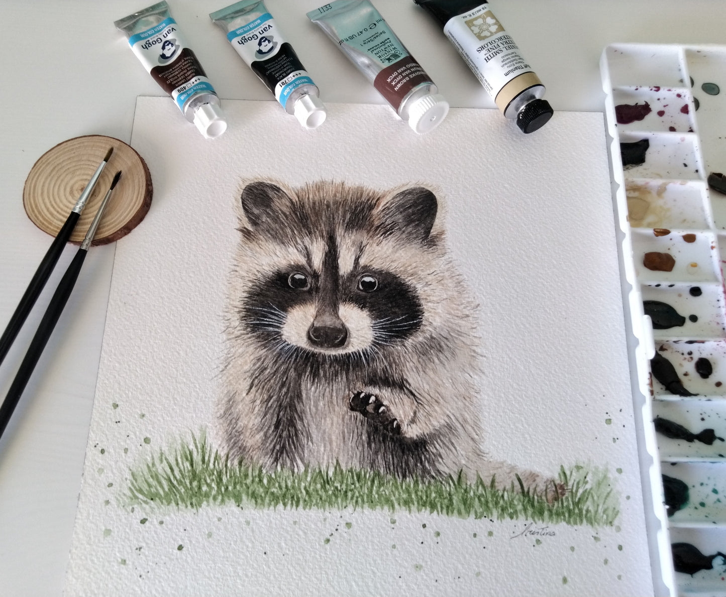 Baby Raccoon - Watercolor Wall Art