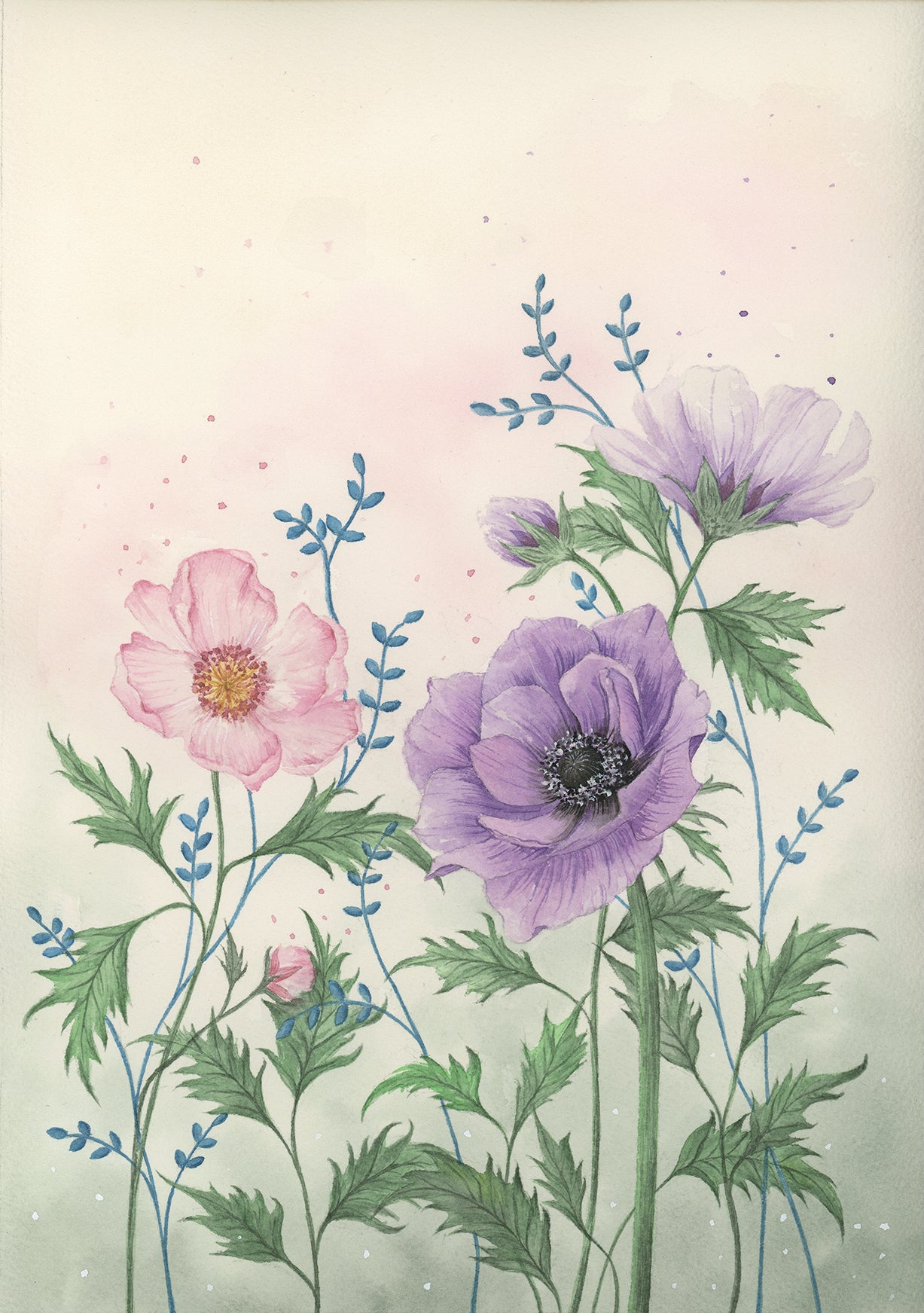 April Flowers - Watercolor Wall Art