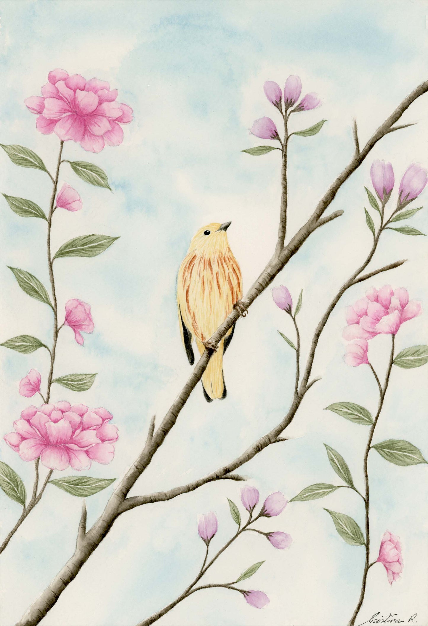 Yellow Bird - Watercolor Wall Art