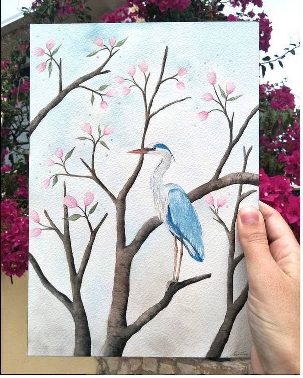 Beautiful Heron - Watercolor Wall Art